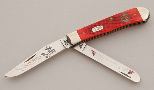 Case Cutlery 6254 "John Wayne" Trapper with Red Jigged Bone Scales handle material - Obverse Side - Item #KLC16055