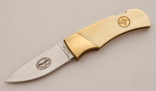 Benchmark Knives Lockback with Smooth Natural Bone Scales handle material - Obverse Side - Item #KLC16058