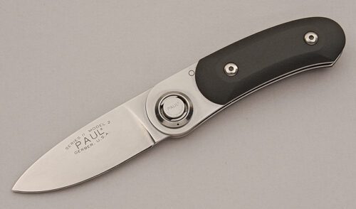 Gerber Knives 2PW Paul Knife with Black Kraton Scales handle material - Obverse Side - Item #KLC16062