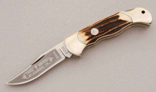 Boker Knives 2004 Lockback Folder with Stag Scales handle material - Obverse Side - Item #KLC16071