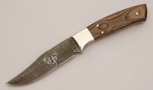 Rigid Knives RG-100 Damascus Hunter with Pakkawood Scales handle material - Obverse Side - Item #KLC16081
