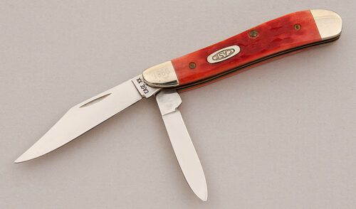 Case Cutlery R6220 Peanut with Red Jigged Bone Scales handle material - Obverse Side - Item #KLC16090