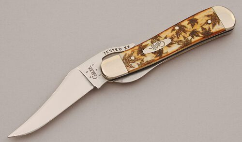 Case Cutlery 61953 Russlock with Leaf Burnt Bone Scales handle material - Obverse Side - Item #KLC16108