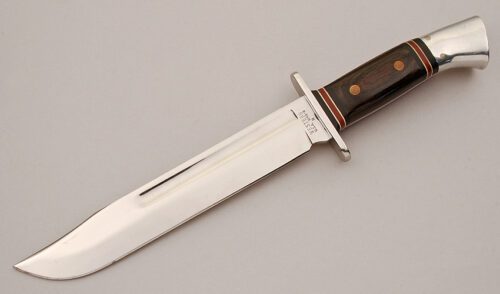 Western Cutlery Sheath-Lock Fighter with Ebony Wood Scales handle material - Obverse Side - Item #KLC16113